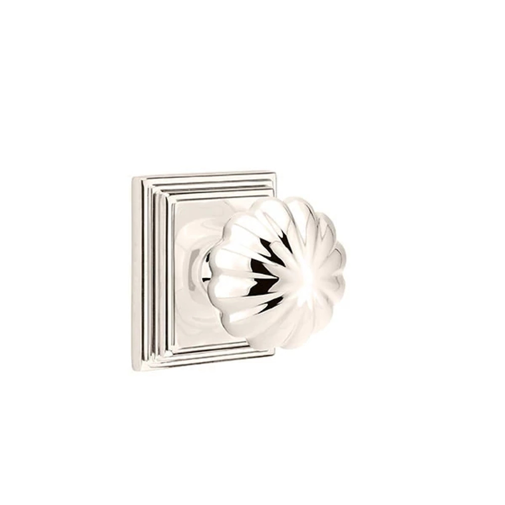 Emtek Melon Knob with Wilshire Rosette in Polished Nickel
