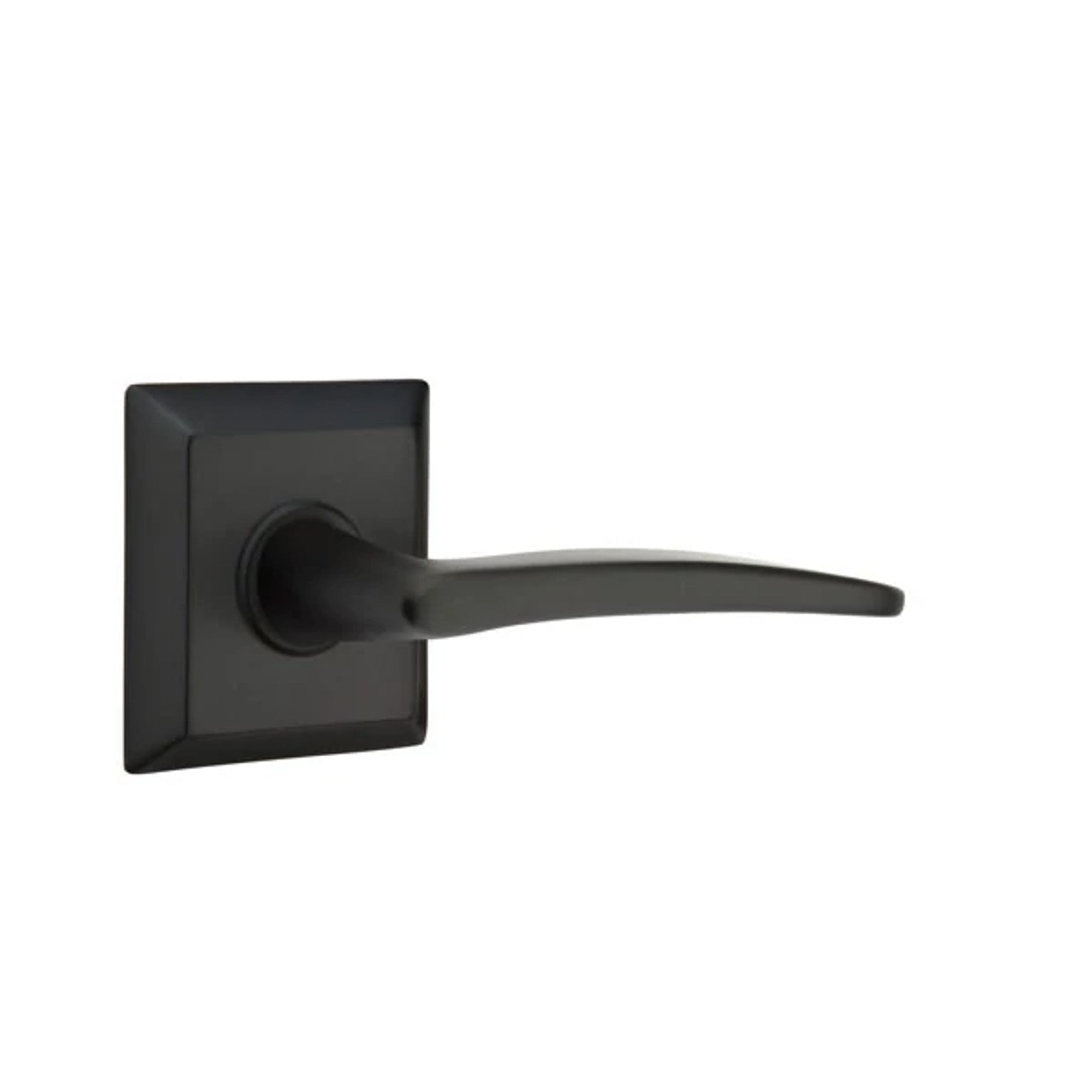Emtek Poseidon Lever with Quincy Rosette in Flat Black