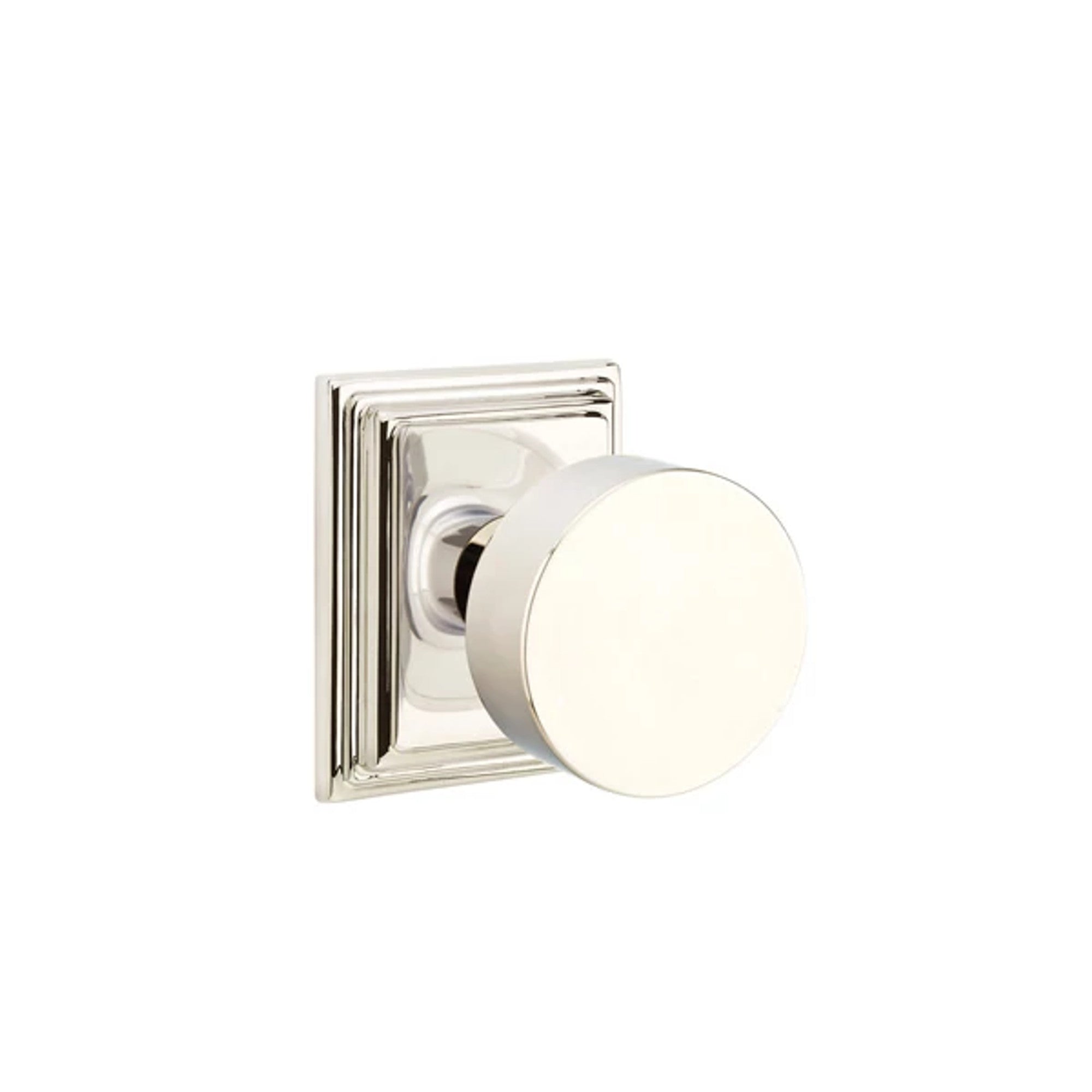 Emtek Round Knob with Wilshire Rosette in Polished Nickel