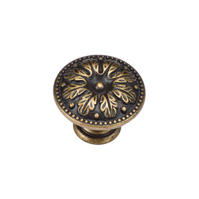 Ashley Norton MB4479 Floral Round Knob in Distressed Brass