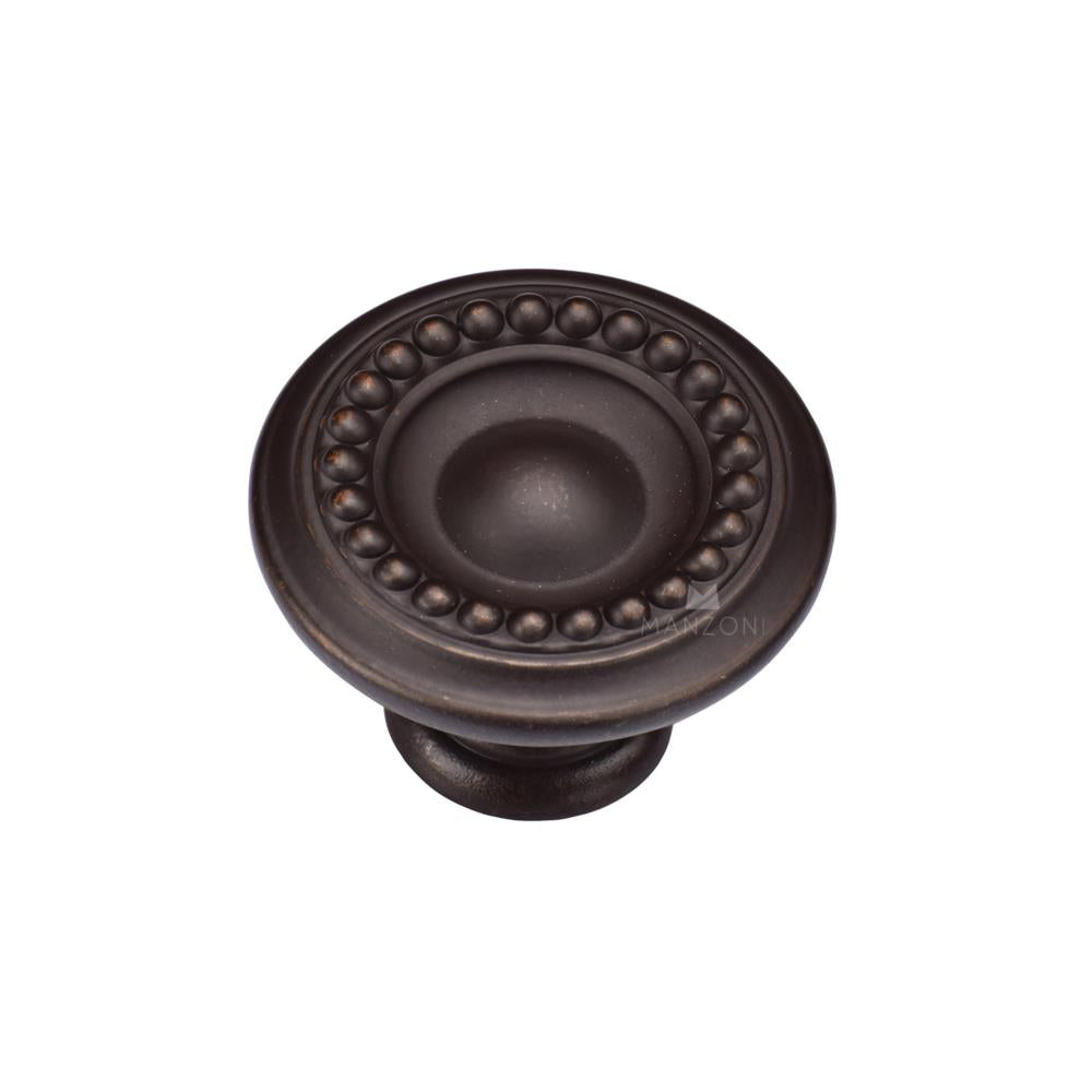Ashley Norton MB4404 Beaded Round Knob in Lacquered Bronze