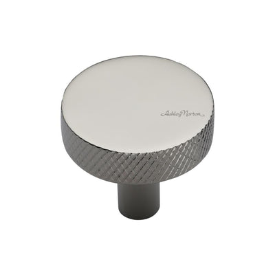 Ashley Norton MT3884 Knurled Helios Cabinet Knob in Polished Nickel