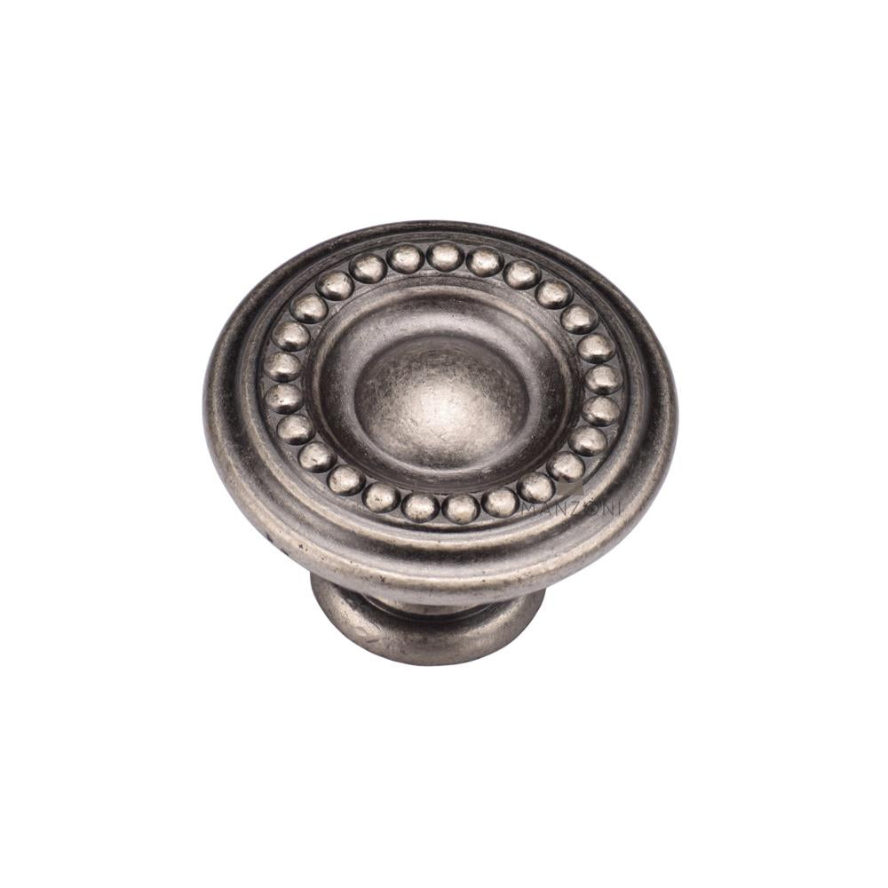 Ashley Norton MB4404 Beaded Round Knob in Distressed Pewter