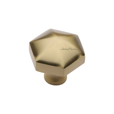 Ashley Norton MT2238 Hex Knob in Satin Brass