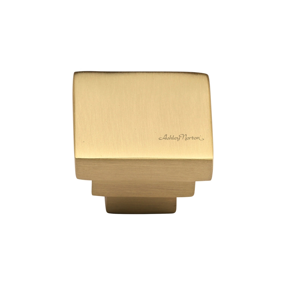 Ashley Norton MT3672 Square Stepped Knob in Satin Brass