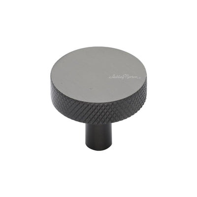 Ashley Norton MT3884 Knurled Helios Cabinet Knob in Flat Black