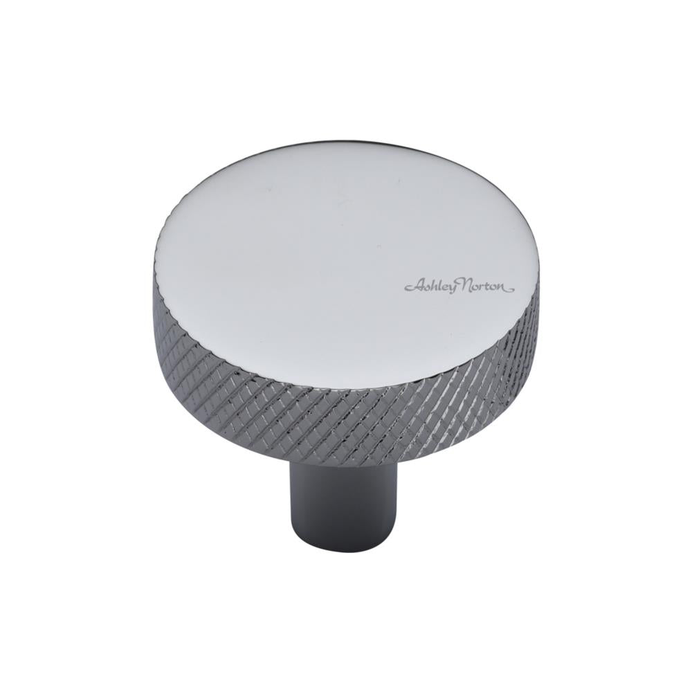 Ashley Norton MT3884 Knurled Helios Cabinet Knob in Polished Chrome