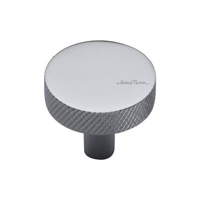 Ashley Norton MT3884 Knurled Helios Cabinet Knob in Polished Chrome