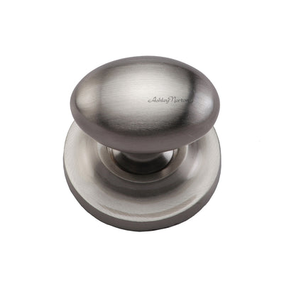 Ashley Norton MT0114 Egg Knob on Rose in Satin Nickel