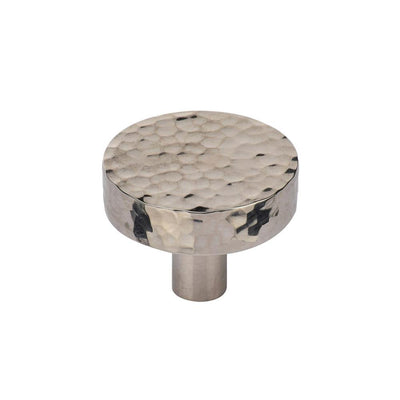 Ashley Norton MK3880 Hammered Disc Knob in Polished Nickel