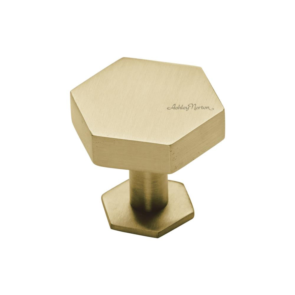 Ashley Norton MT4335 Hex Cabinet Knob in Satin Brass