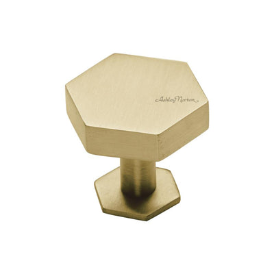 Ashley Norton MT4335 Hex Cabinet Knob in Satin Brass