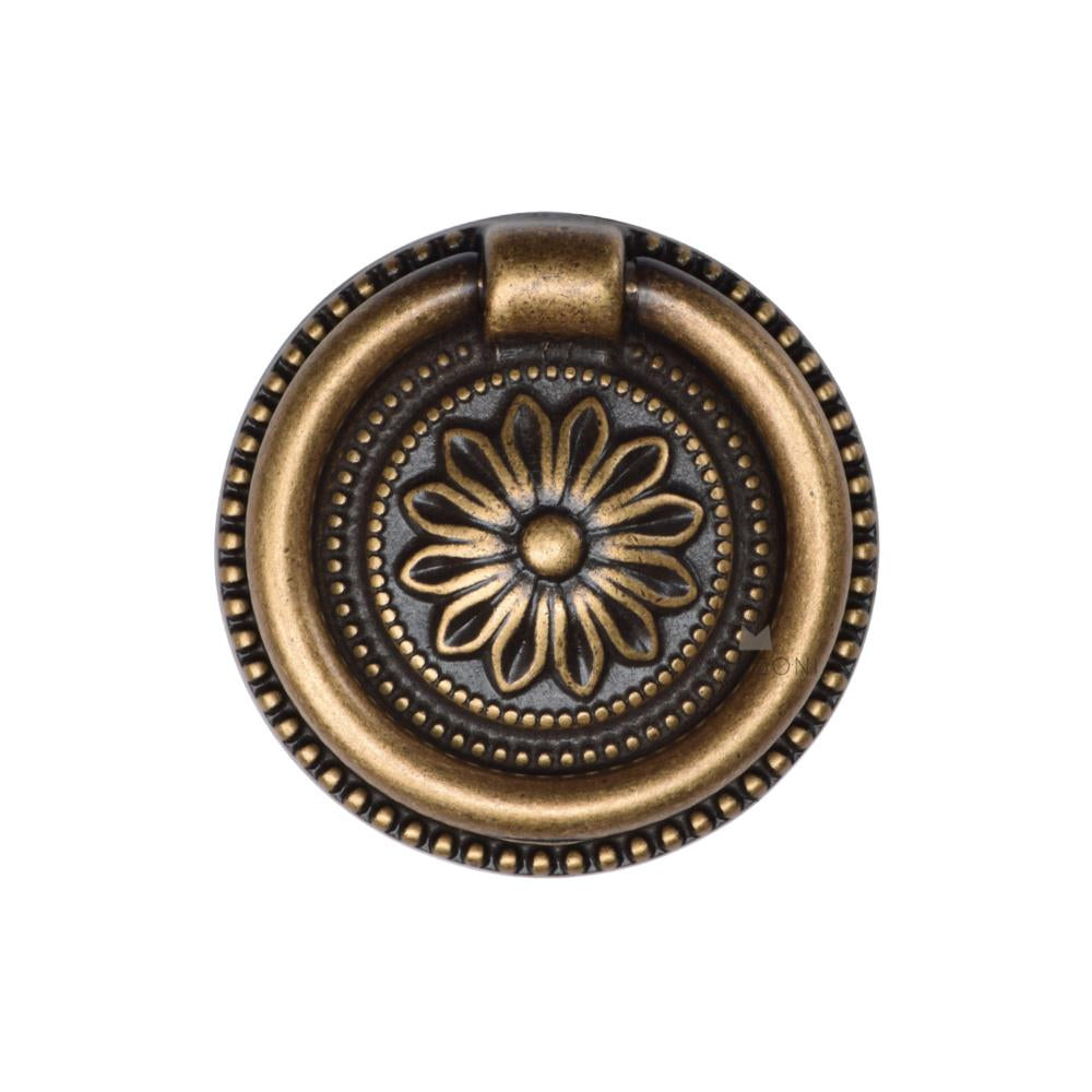 Ashley Norton MB2224 Floral Ring Pull in Distressed Brass