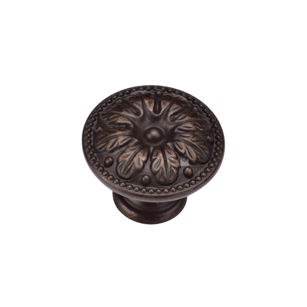 Ashley Norton MB4479 Floral Round Knob in Lacquered Bronze