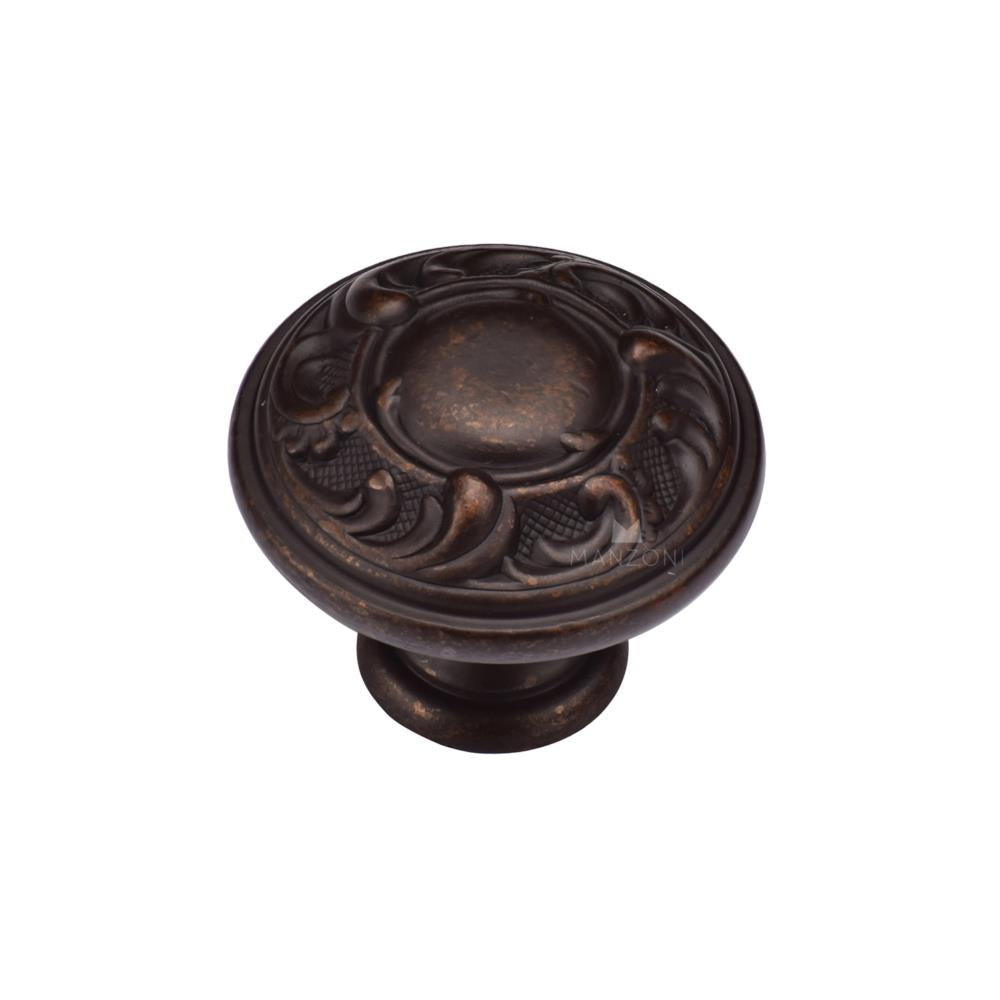 Ashley Norton MB4401 Decorated Round Knob in Lacquered Bronze