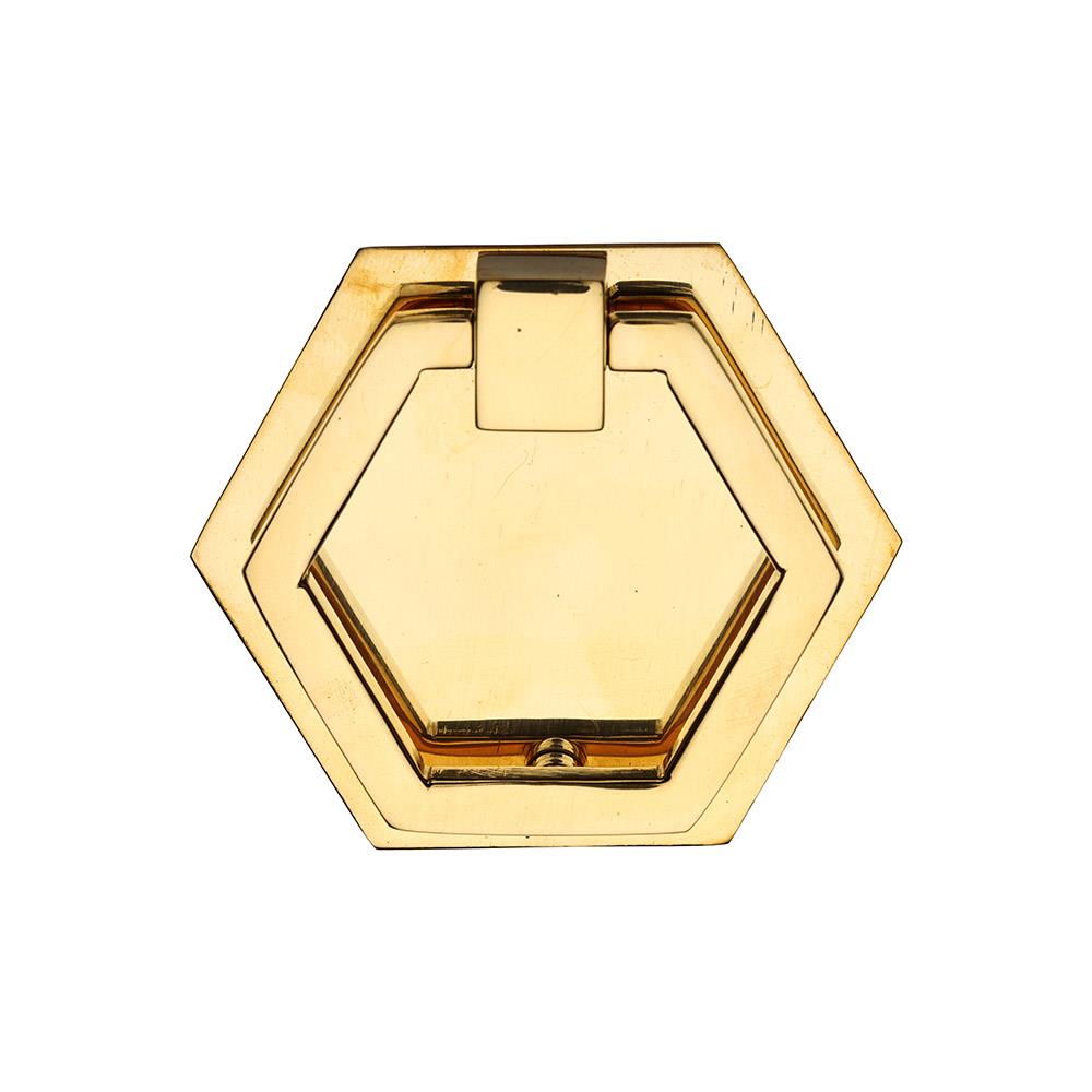 Ashley Norton MT6347 Hex Backplate Drop Pull in Unlacquered Brass
