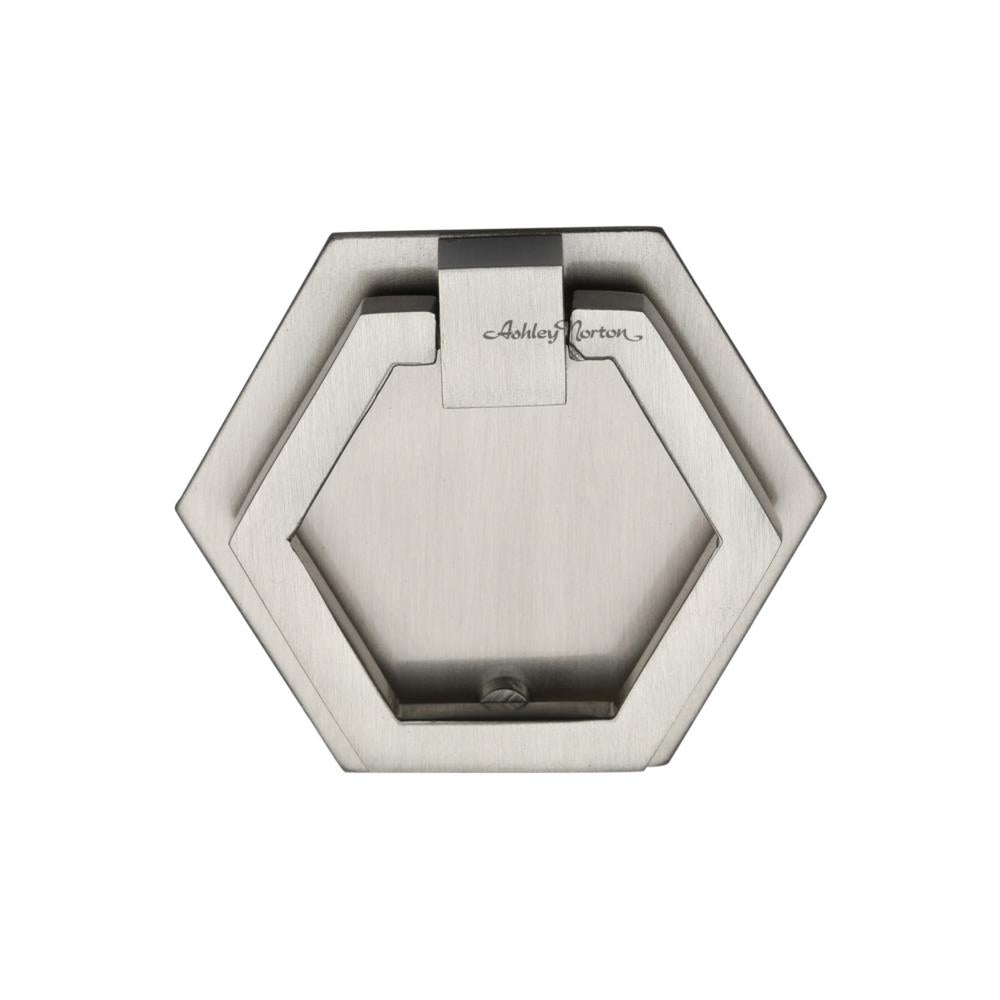 Ashley Norton MT6347 Hex Backplate Drop Pull in Satin Nickel