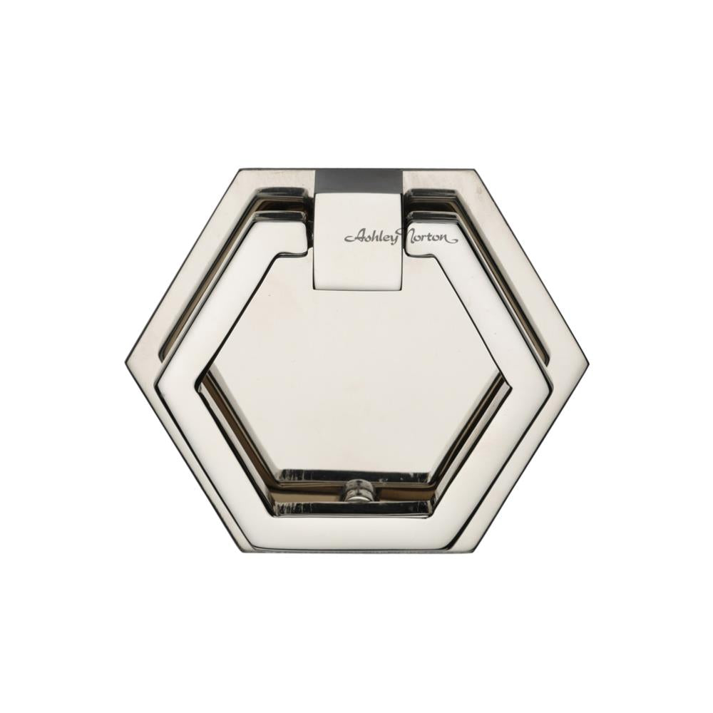 Ashley Norton MT6347 Hex Backplate Drop Pull in Polished Nickel
