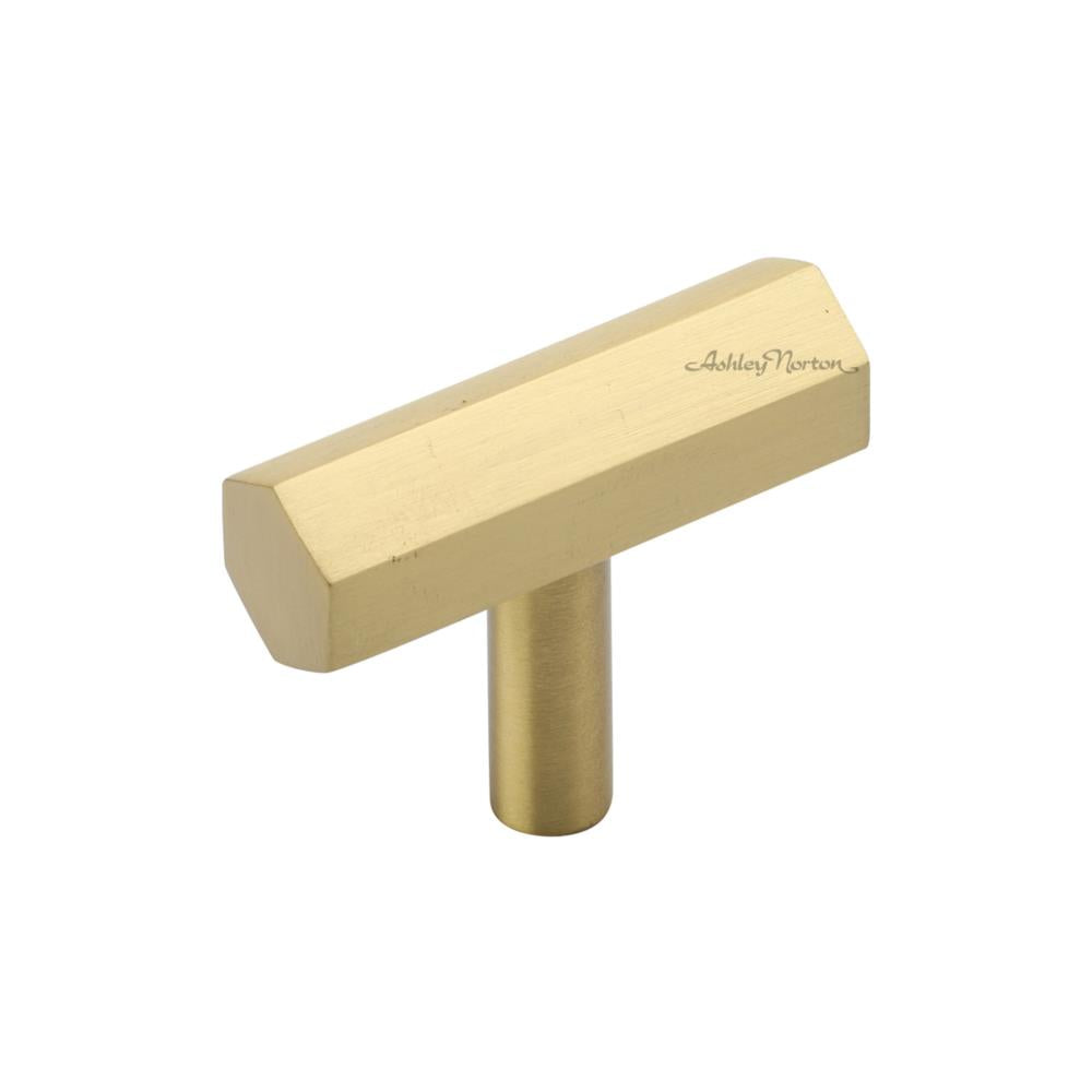Ashley Norton MT4423 Hex T-Pull Cabinet Knob in Satin Brass