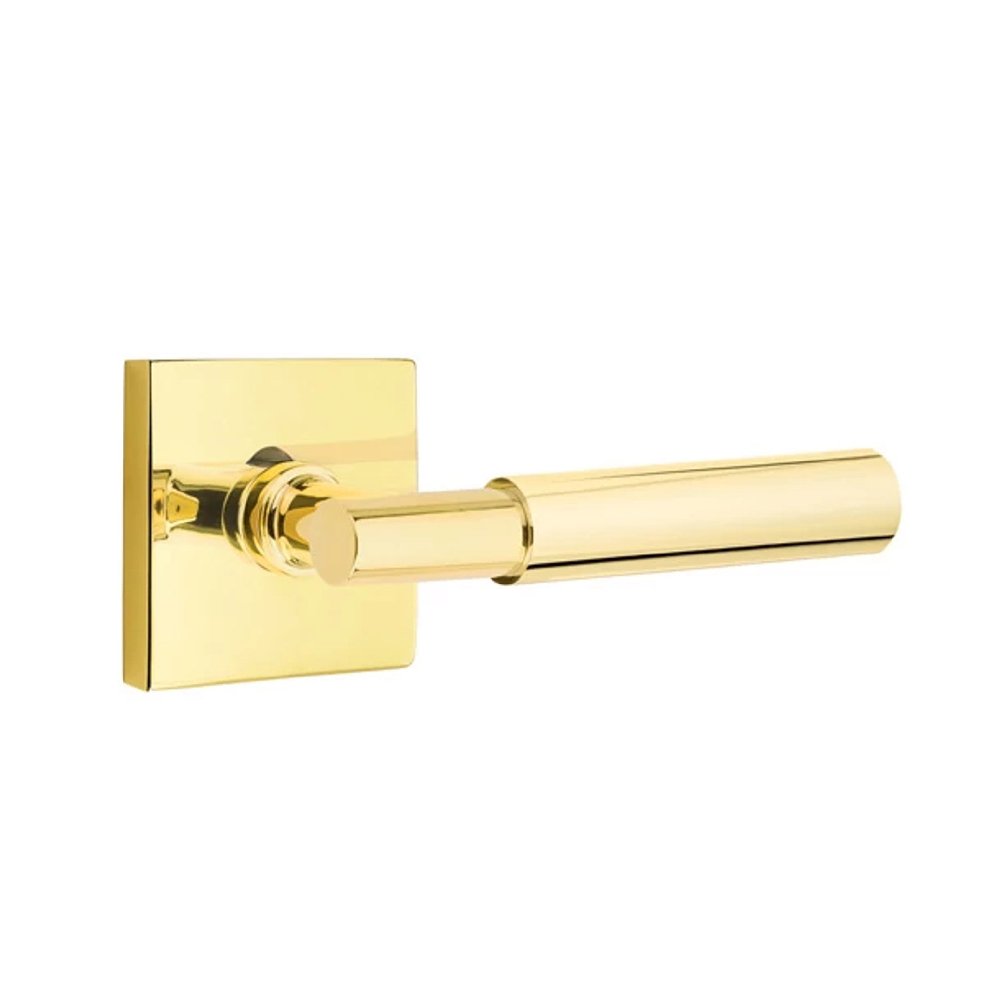Emtek Myles Lever with Square Rosette in Unlacquered Brass