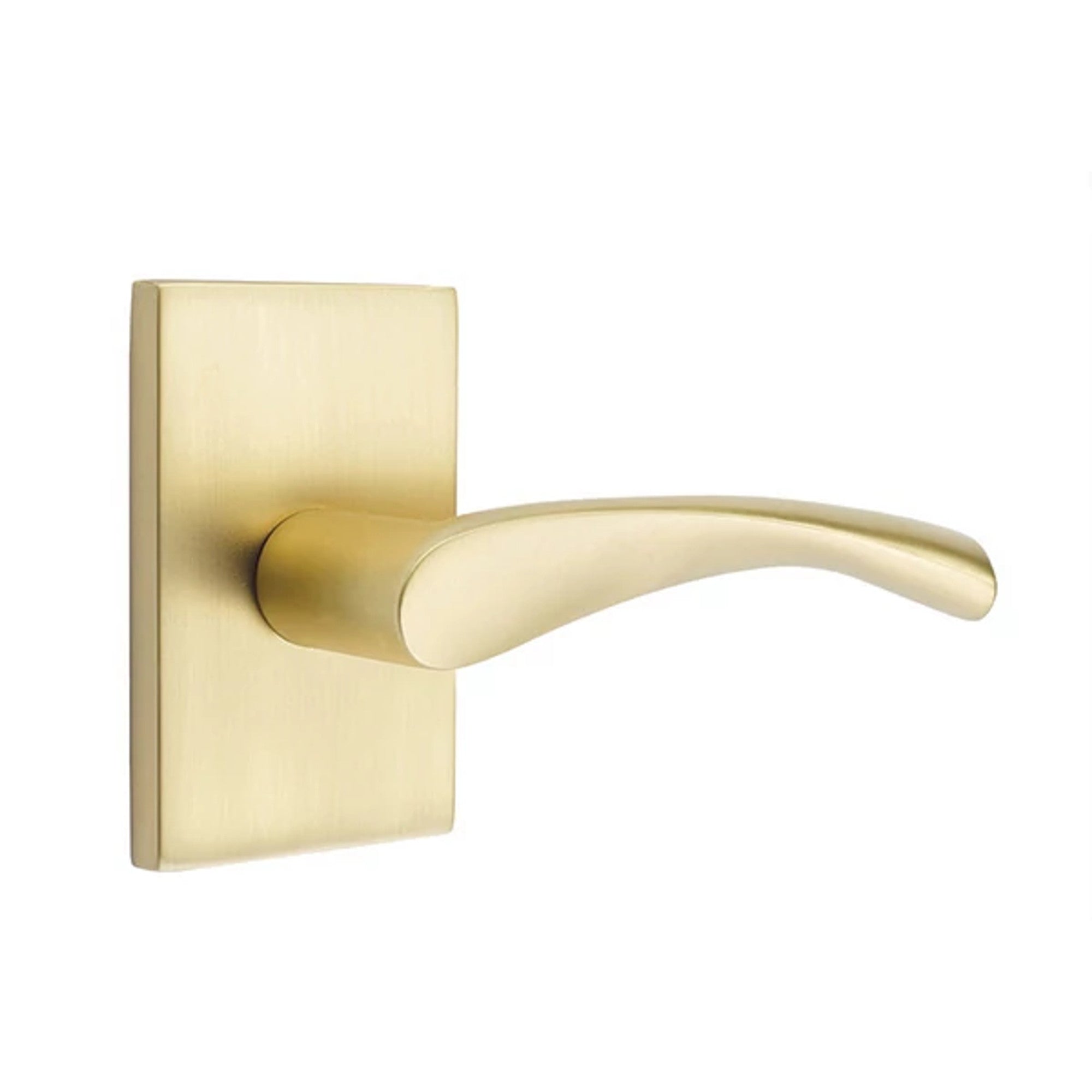 Emtek Triton Lever with Modern Rectangular Rosette in Satin Brass