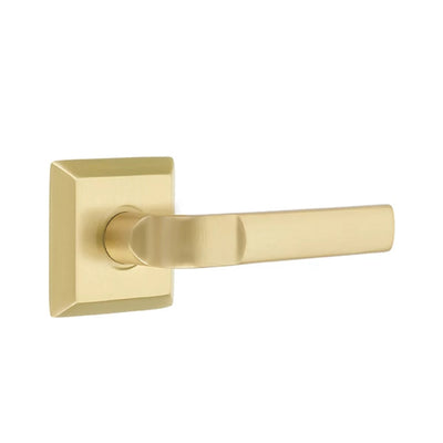 Emtek Aston Lever with Quincy Rosette in Satin Brass
