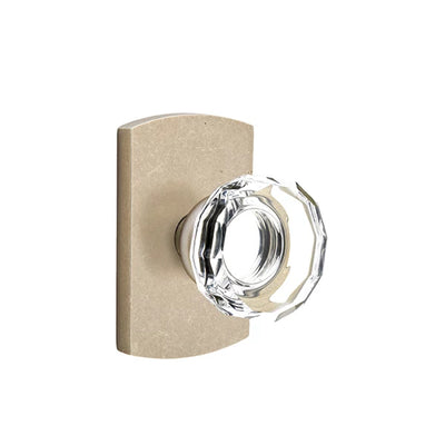 Emtek Lowell Knob with #4 Rosette in Tumbled White Bronze