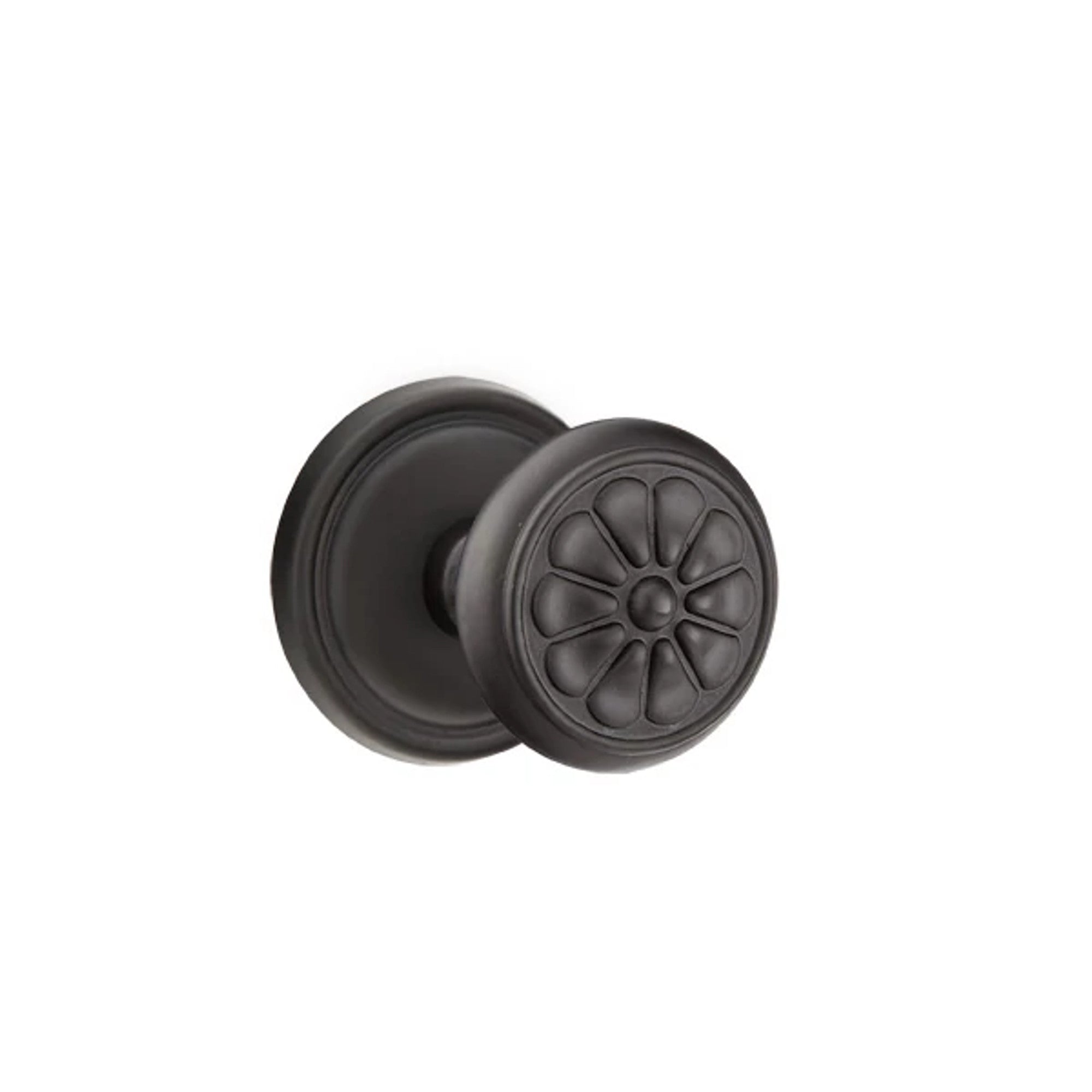 Emtek Petal Knob with #12 Rosette in Flat Black Bronze