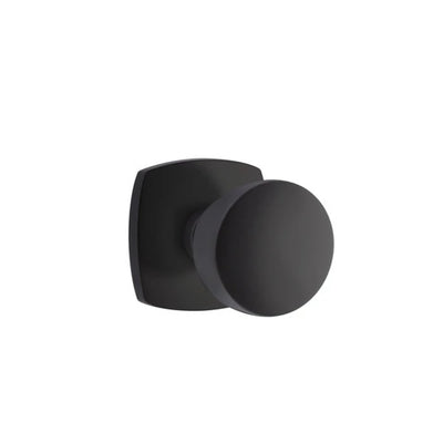 Emtek Laurent Knob with Urban Modern Rosette in Flat Black