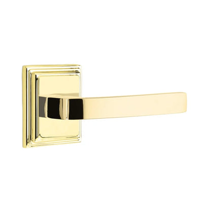 Emtek Breslin Lever with Wilshire Rosette in Unlacquered Brass