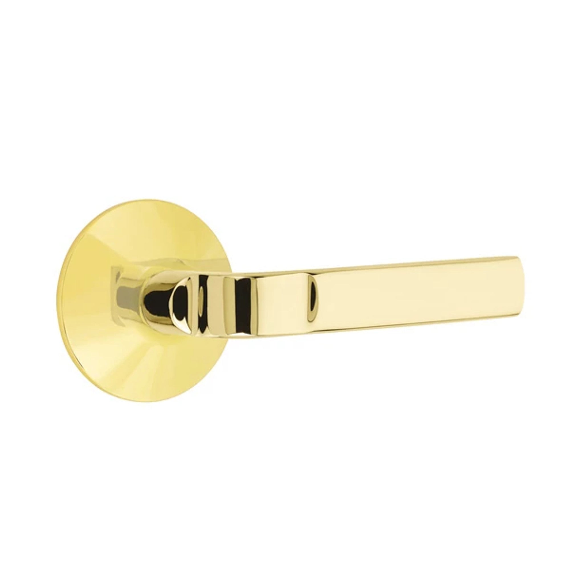 Emtek Aston Lever with Modern Rosette in Unlacquered Brass