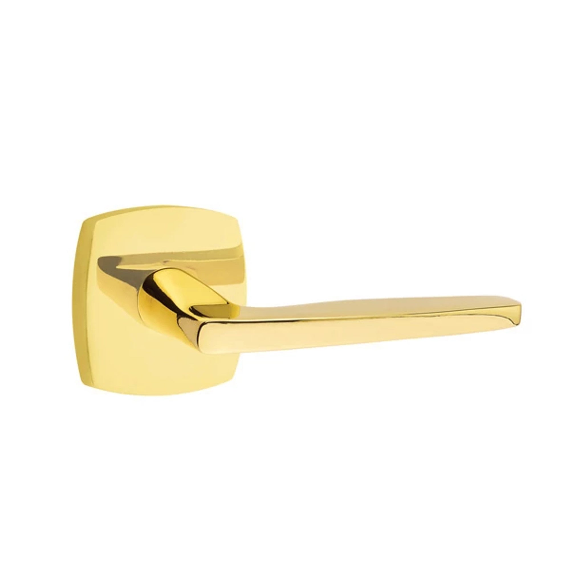 Emtek Hermes Lever with Urban Modern Rosette in Unlacquered Brass