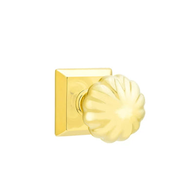 Emtek Melon Knob with Quincy Rosette in Polished Brass
