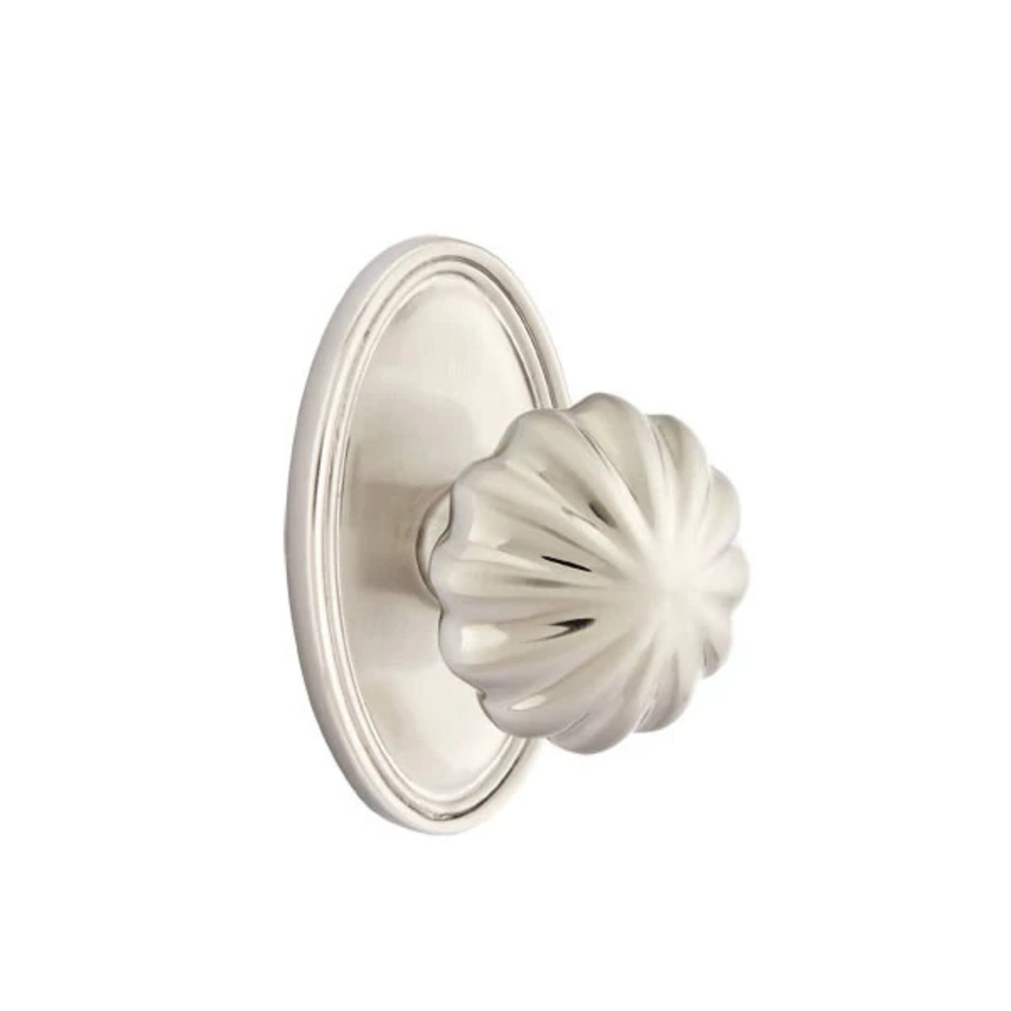 Emtek Melon Knob with Oval Rosette in Satin Nickel