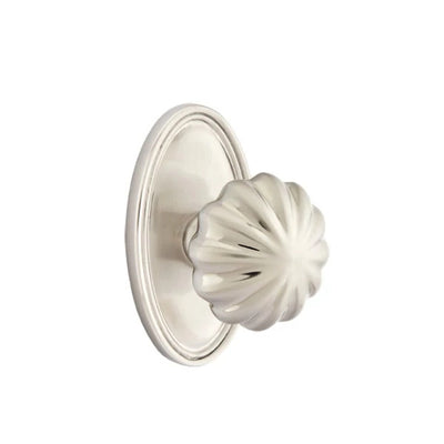 Emtek Melon Knob with Oval Rosette in Satin Nickel