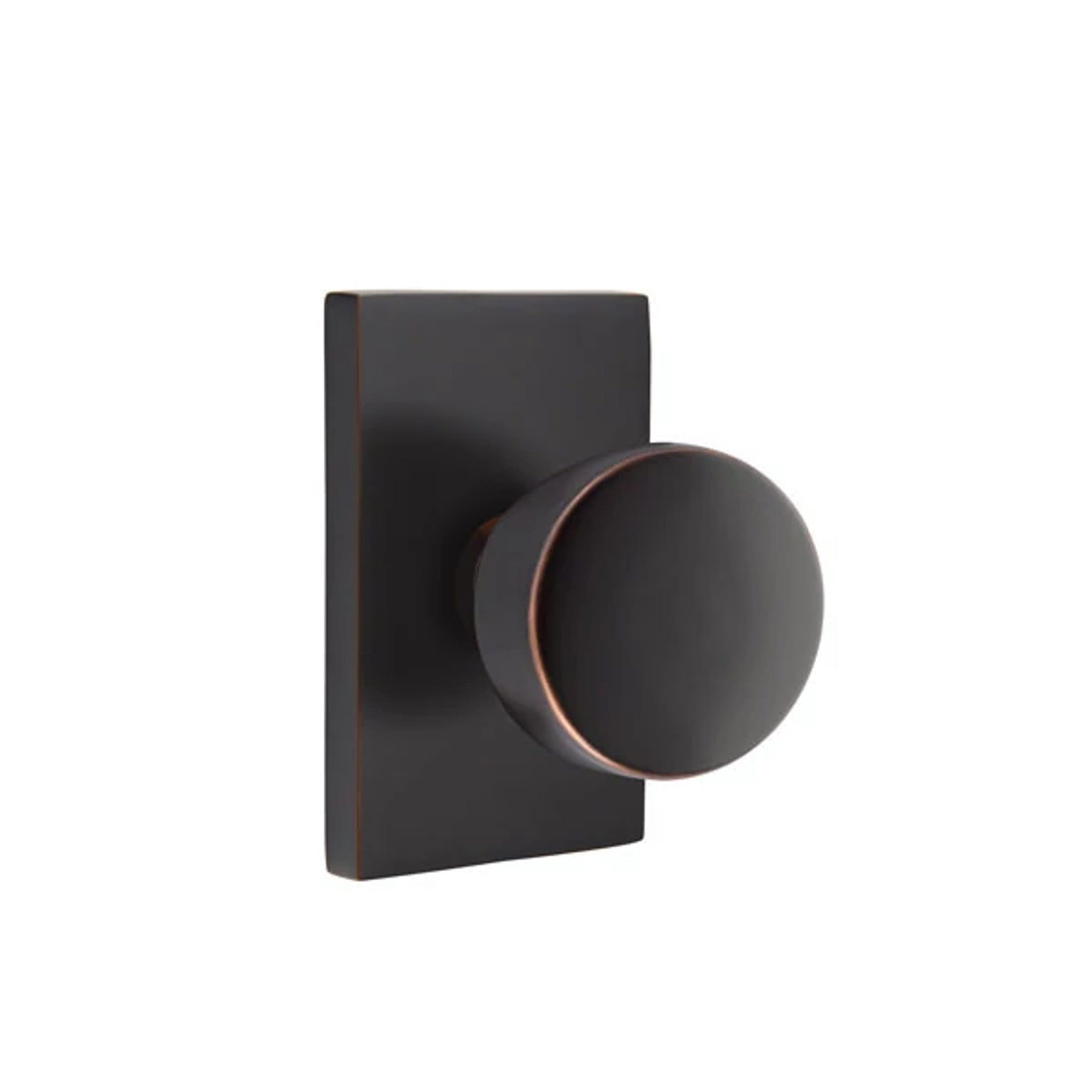 Emtek Laurent Knob with Modern Rectangular Rosette in Oil Rubbed Bronze