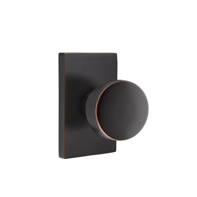Emtek Laurent Knob with Modern Rectangular Rosette in Oil Rubbed Bronze