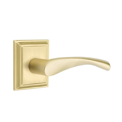 Emtek Triton Lever with Wilshire Rosette in Satin Brass