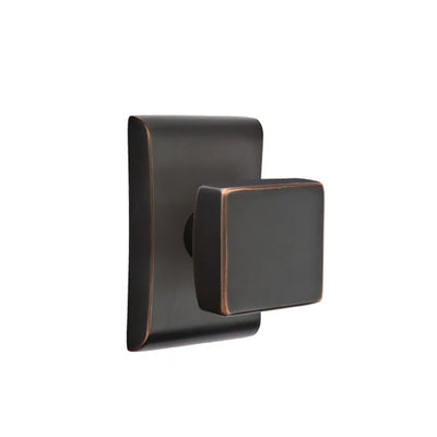 Emtek Square Knob with Neos Rosette in Oil Rubbed Bronze