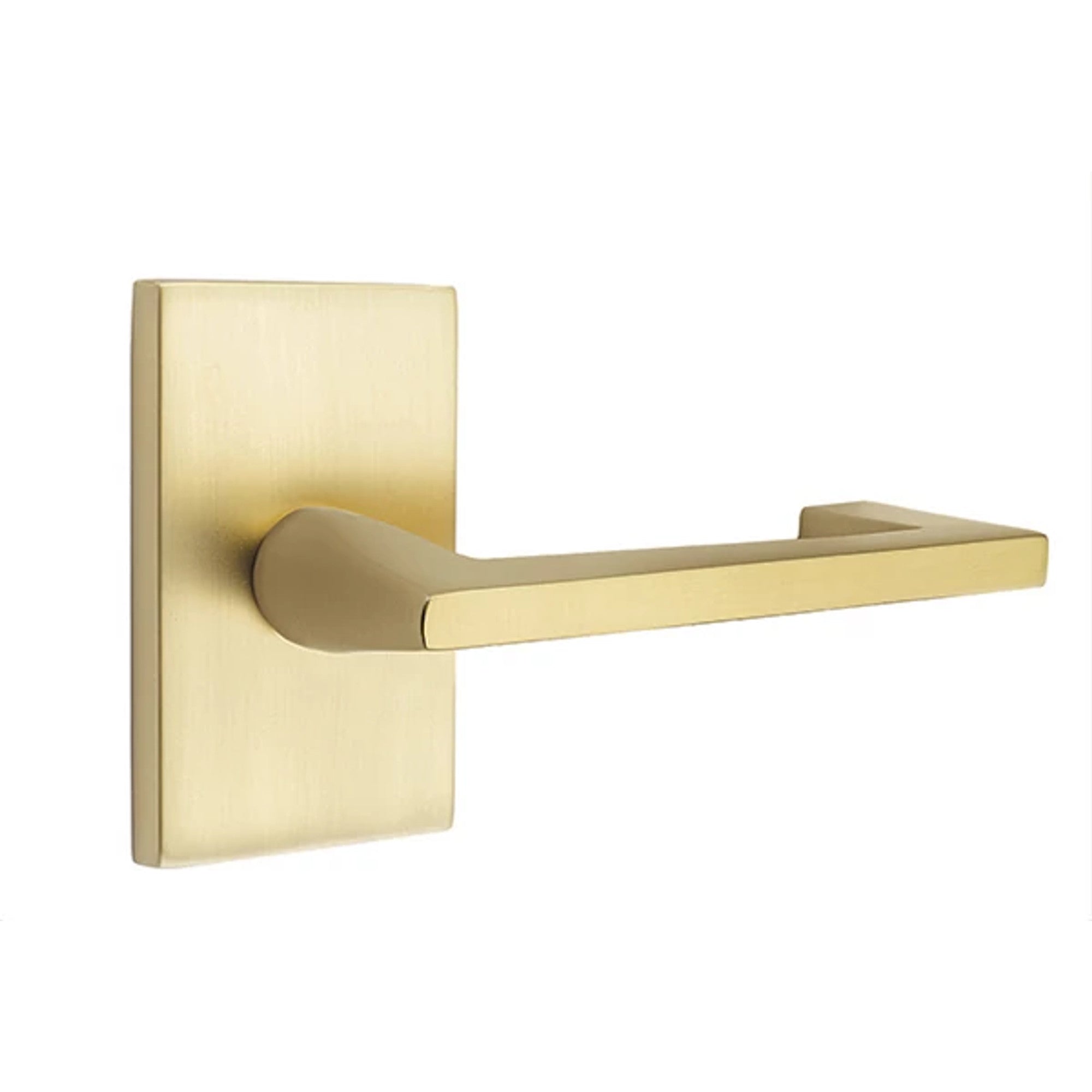 Emtek Argos Lever with Modern Rectangular Rosette in Satin Brass