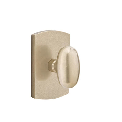 Emtek Egg Bronze Knob with #4 Rosette in Tumbled White Bronze