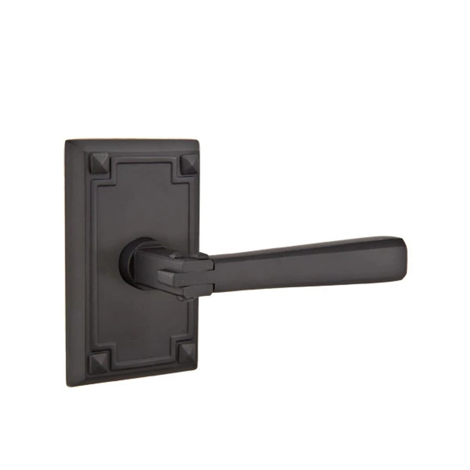 Emtek Arts & Crafts Lever with Arts and Crafts Rectangular Rosette in Flat Black