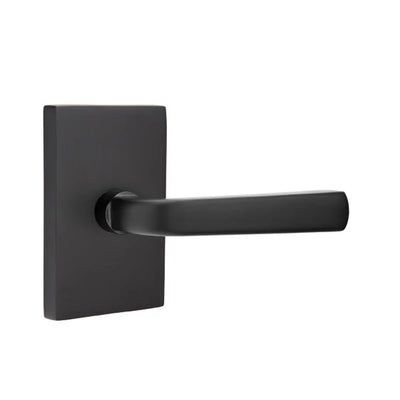 Emtek Sion Lever with Modern Rectangular Rosette in Flat Black