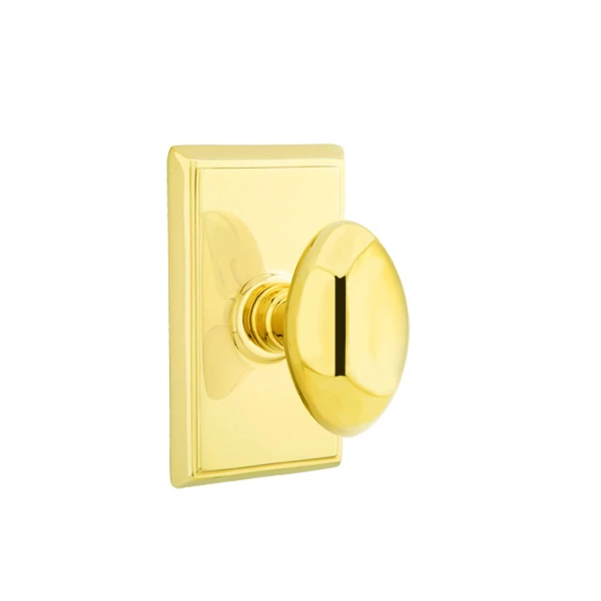 Emtek Egg Knob with Rectangular Rosette in Polished Brass