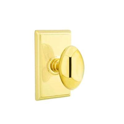Emtek Egg Knob with Rectangular Rosette in Polished Brass