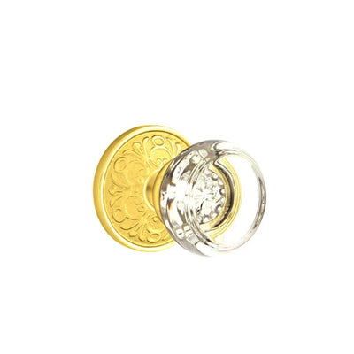 Emtek Georgetown Knob with Lancaster Rosette in Unlacquered Brass