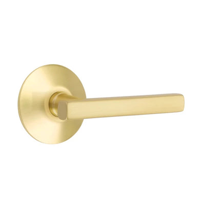 Emtek Freestone Lever with Modern Rosette in Satin Brass