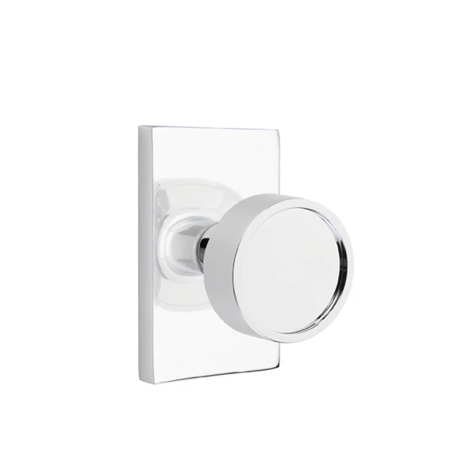 Emtek Verve Knob with Modern Rectangular Rosette in Polished Chrome
