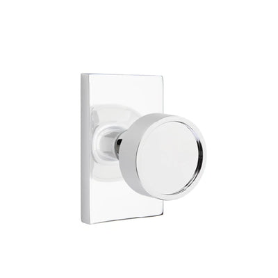 Emtek Verve Knob with Modern Rectangular Rosette in Polished Chrome