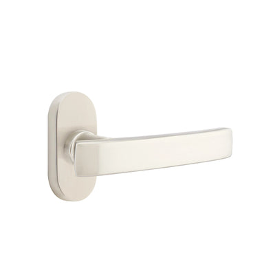 Emtek Geneva Lever with Oval Stretto 1-1/2" x 3" in Satin Nickel